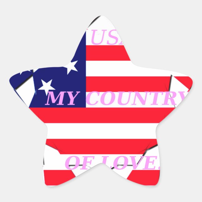 Sticker Étoile USA Star Spangled Love My Country of Love (Devant)