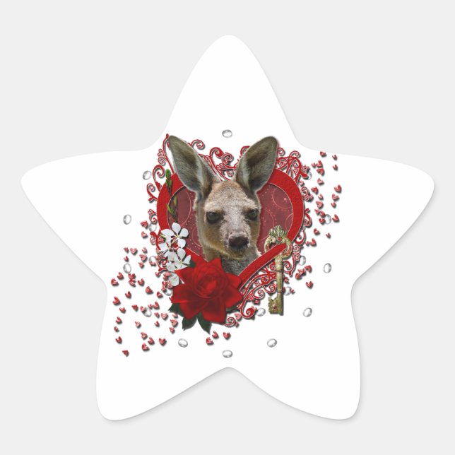Sticker Étoile Valentines - Clé de mon coeur - Kangaroo (Devant)