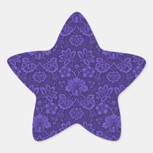 Sticker Étoile Vintage Indigo Damask Paisley Floral