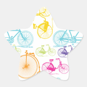 Sticker Étoile Vintage moderne Vélo couleur brillante Motif néon