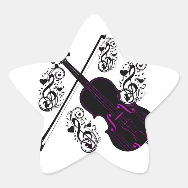 Sticker Étoile Violon,Amour rock_ (Devant)