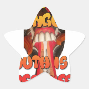 Sticker Étoile Visage idiot : Humour d'expression de langue de so