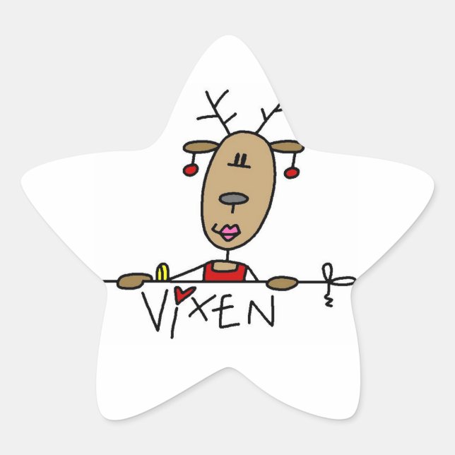 Sticker Étoile Vixen Reindeer T-shirts et cadeaux de Noël (Devant)