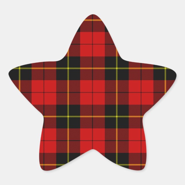 Sticker Étoile Wallace tartan rouge noir plaid (Devant)