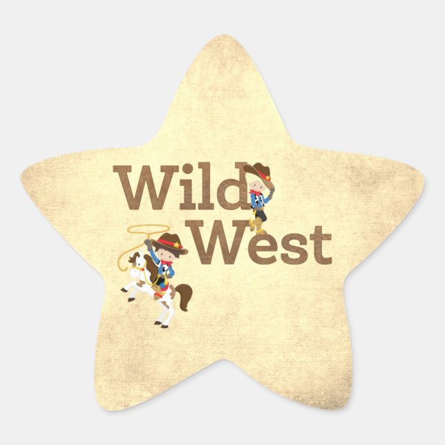 Sticker Étoile Wild West Cowboy Cowgirl's Birthday (Devant)