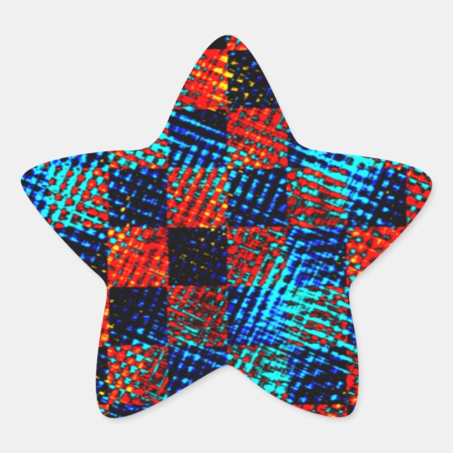 Sticker Étoile Xadrez laranja, azul, faux sujo ou manchado. (Devant)