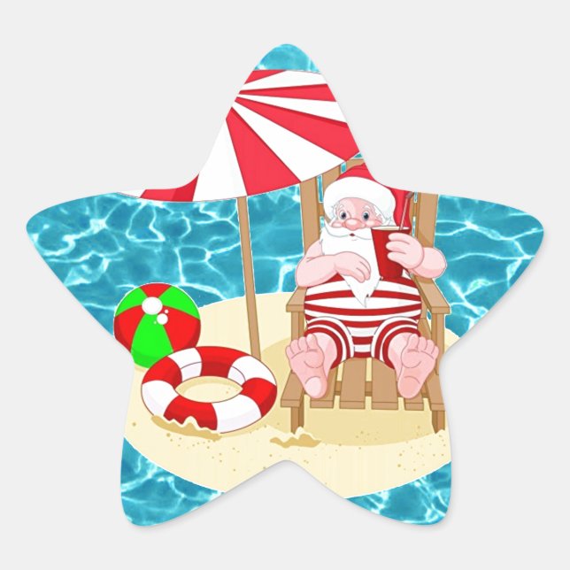 Sticker Étoile xmas beach santa claus (Devant)