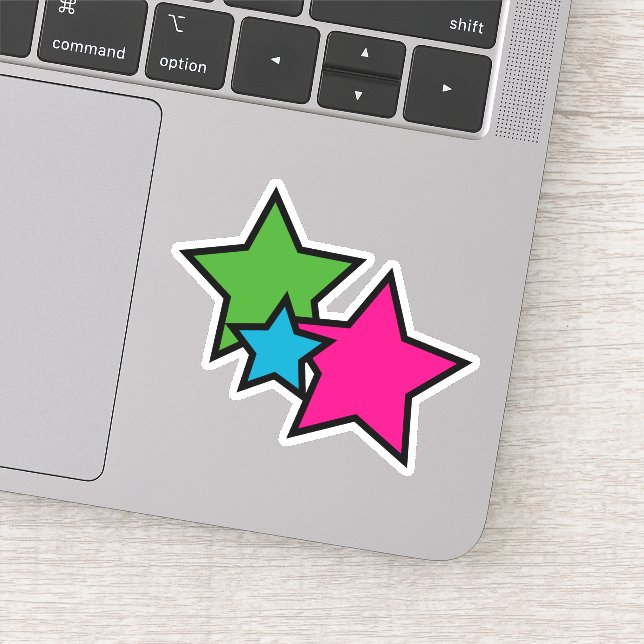 Sticker Étoiles Colorées Néo-Rétro Fantaisistes (Détail)