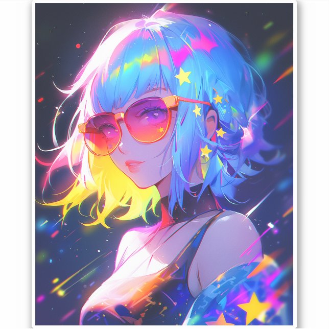 Sticker Étoiles de fille Anime (Devant)