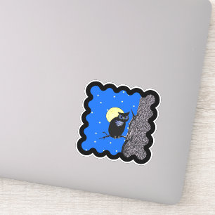 Sticker Étoiles de la lune de Chouette noire assis dans la