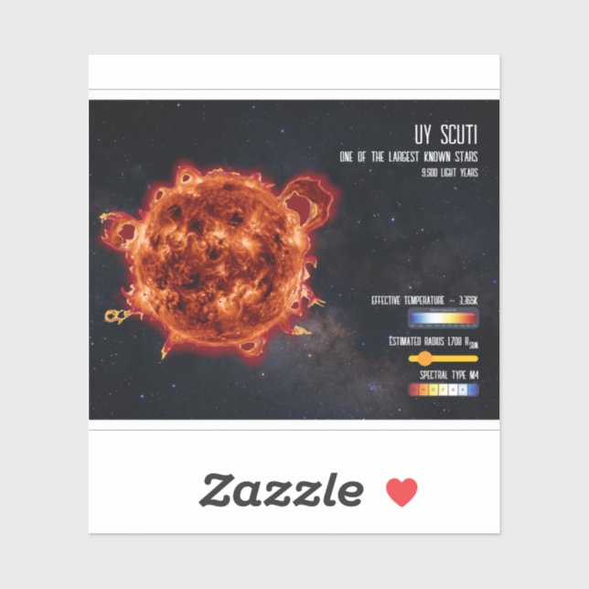 Sticker Étoiles de l'espace Astronomie Plus grande étoile  (Feuille)