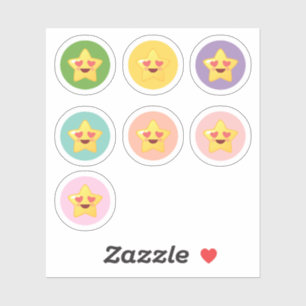 Sticker Étoiles Kawaii dans des Cercles 