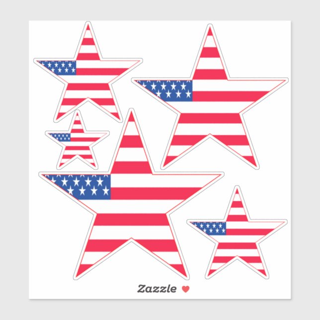 Sticker Étoiles Red White & Blue American Flag (Feuille)