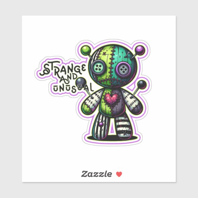 Sticker Étrange et inhabituel ours en voodoo violet vert c (Feuille)