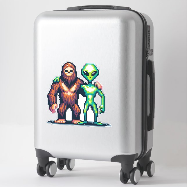 Sticker Être Alien extra-terrestre et art Pixel Bigfoot (Sur valise)