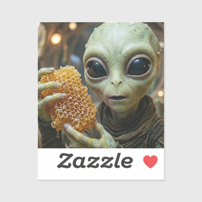 Sticker Être Alien Extraterrestre avec un Nid d'Abeille (Feuille)