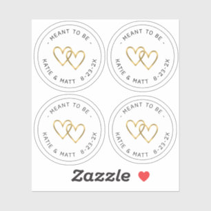 Sticker Être un Mariage d'or métallique à double coeur