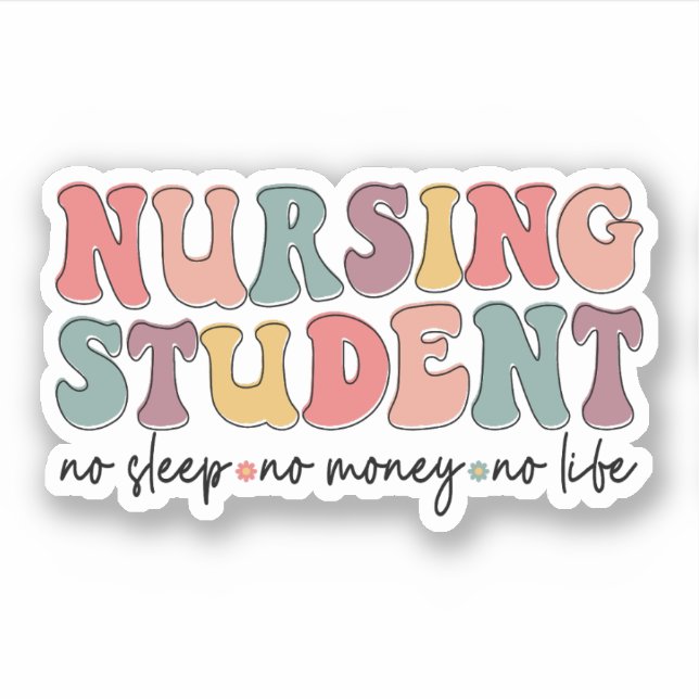 Sticker Étudiant en soins infirmiers super Non Sommeil Non (Devant)