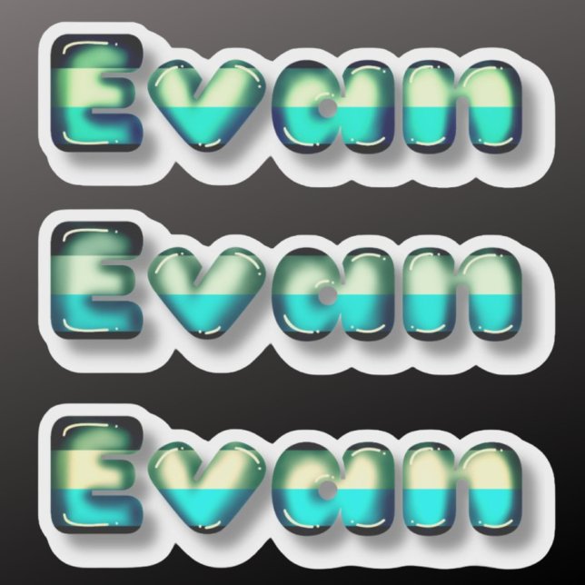 Sticker Evan nom bébé kawaii lettres 3d (Créateur téléchargé)
