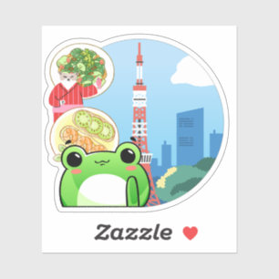 Sticker Évasion Culinaire à Tokyo avec Chat et Grenouille