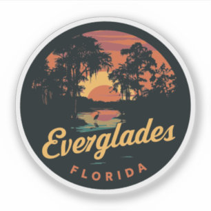 Sticker Everglades Floride coucher Vintage de soleil