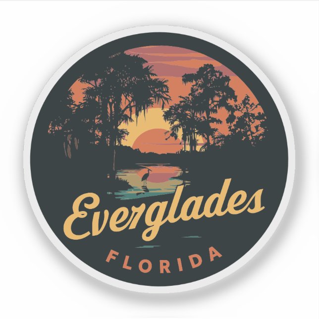Sticker Everglades Floride coucher Vintage de soleil (Devant)