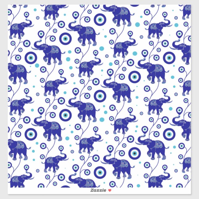 Sticker Evil Eye Elephant Bonne chance amulet motif (Feuille)