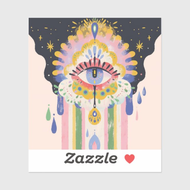 Sticker Evil Eye Rainbow Drip Protection Charm (Feuille)