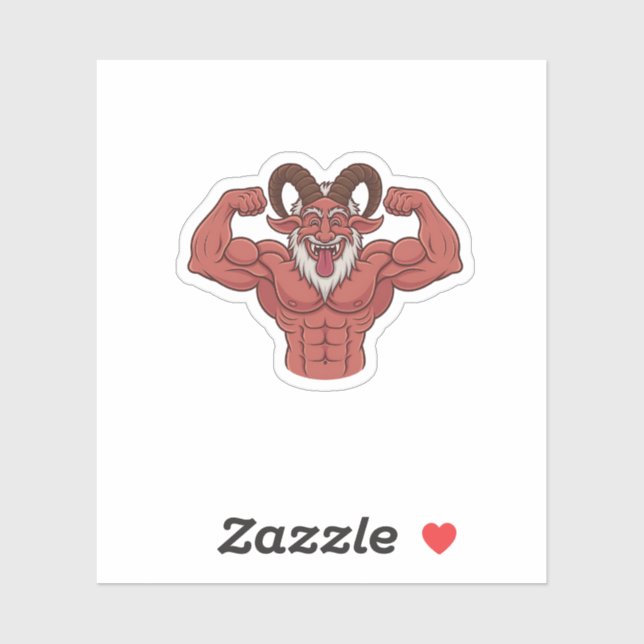 Sticker Evil Krampus Noël Flexing Muscles Fitness (Feuille)