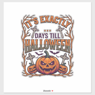 Sticker Exactement Jours Avant Halloween Citrouille Chauve