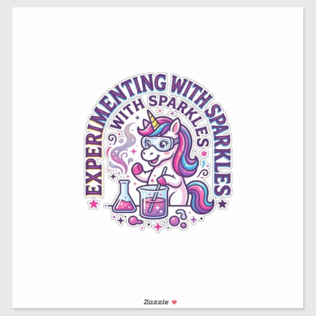 Sticker Expérience de licorne avec publicité coupée en sci (Feuille)