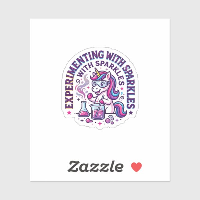 Sticker Expérience de licorne avec publicité coupée en sci (Feuille)
