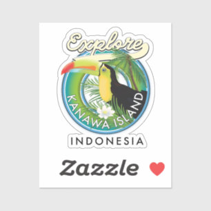 Sticker explorer l'île de kanawa indonesia