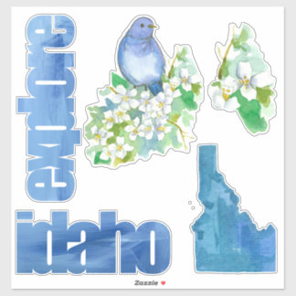 Sticker Explorez Idaho Bluebird Syringa Flower