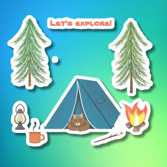 Sticker Explorons l'ours dormant près du camping (Créateur téléchargé)