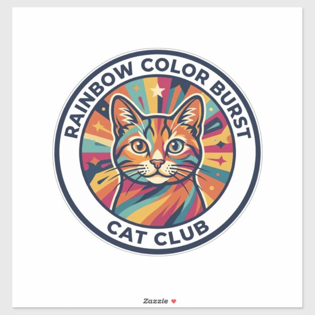 Sticker Explosion de couleurs arc-en-ciel Chat Design de c (Feuille)