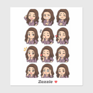 Sticker Exprimez-le tout : Pack de fille Chibi mignonne