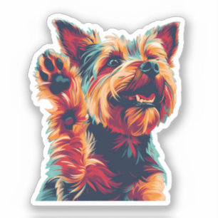 Sticker Exstatique Yorkshire Terrier vous agitant