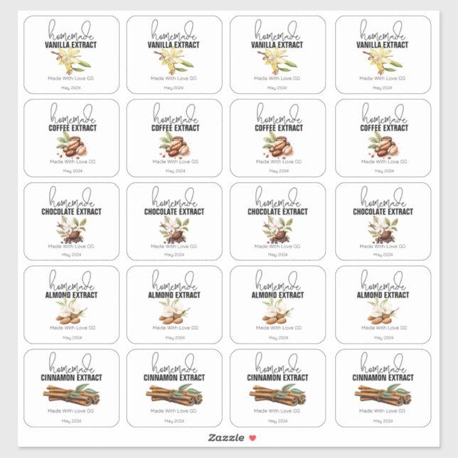 Sticker Extraits faits maison Cadeaux de l'autocollant de  (Feuille)
