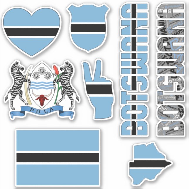 Sticker Extraordinaire Botswana Forme les symboles nationa (Devant)