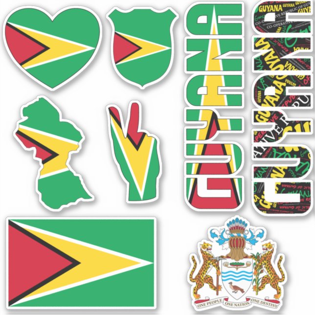 Sticker Extraordinaire Guyana Formes Symboles nationaux (Devant)