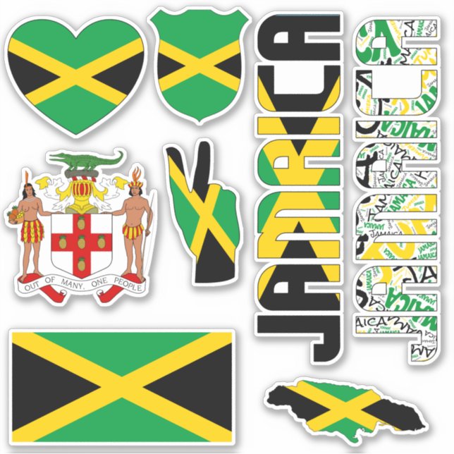 Sticker Extraordinaire Jamaïque forme les symboles nationa (Devant)