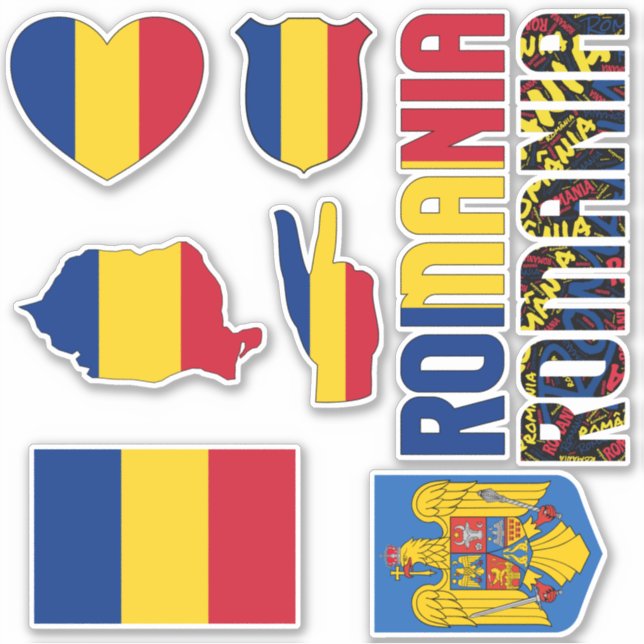 Sticker Extraordinaire Roumanie Forme les symboles nationa (Devant)