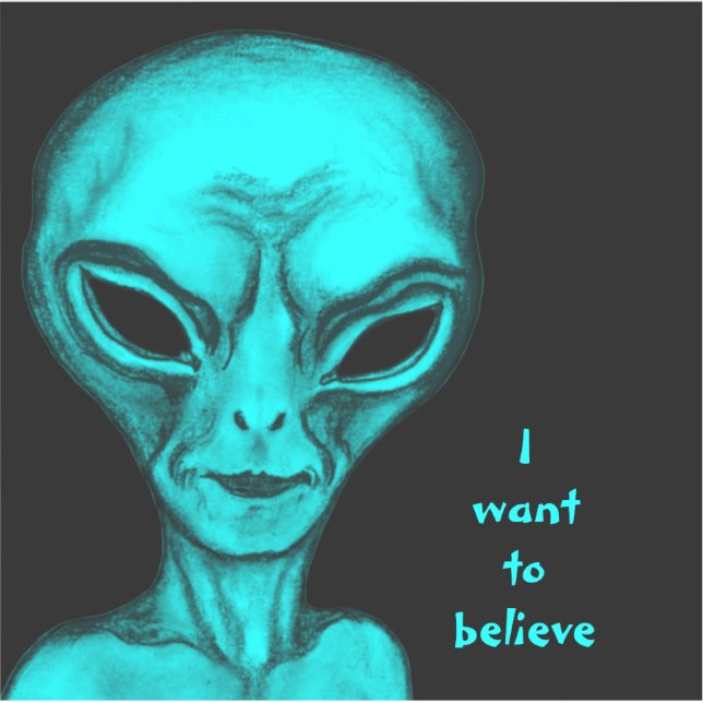 Sticker Extraterrestre, je veux croire (Devant)