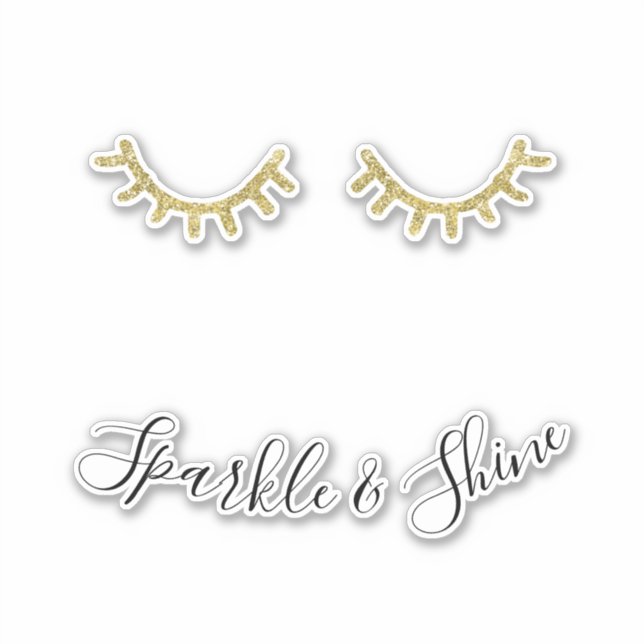Sticker Eyelashes Parties scintillant d'or de fille (Devant)