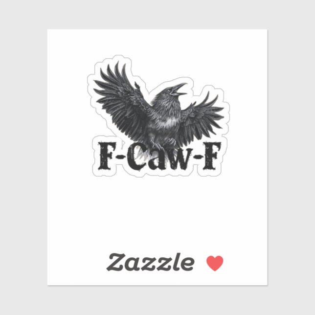 Sticker F-Caw-F Angry Raven Art Print Gothic Crow Illustra (Feuille)