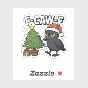 Sticker F-caw-f Noël Corbeau Sapin Xmas Arbre Meme
