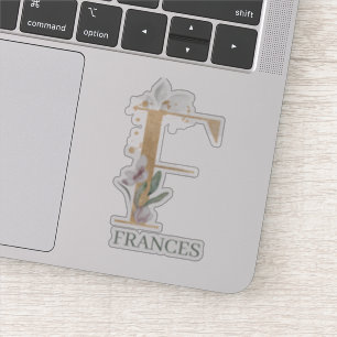 Sticker F Monogramme Floral Personnalisé