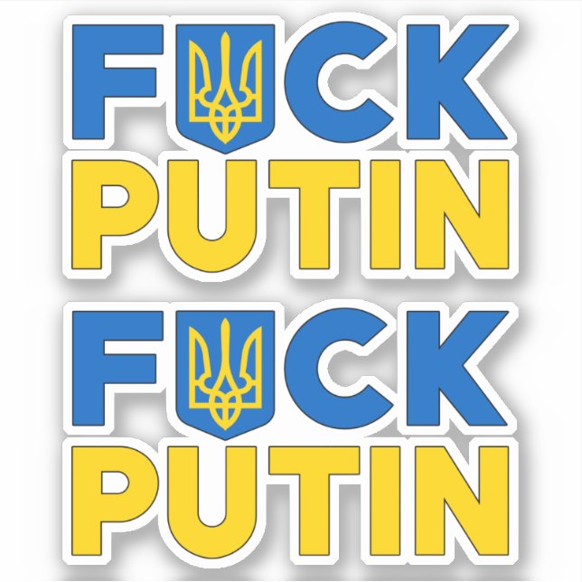 Sticker F Poutine anti Poutine ronfle drapeau ukrainien (Devant)