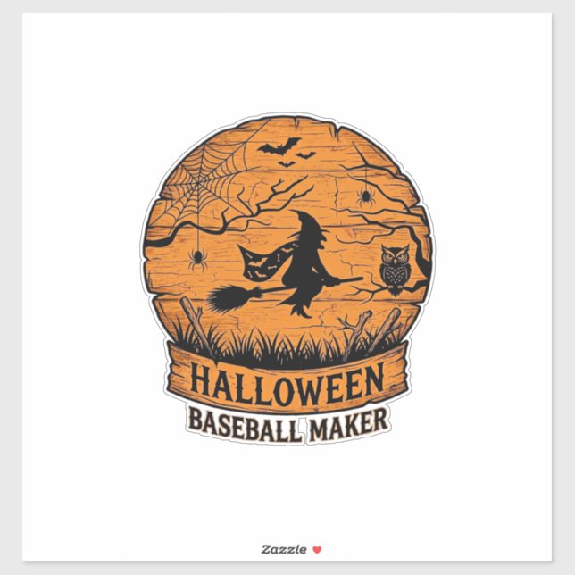 Sticker Fabricant de baseball Halloween Sorcière volante L (Feuille)